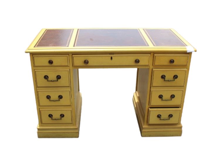 Hollywood Regency Style Double Pedestal Desk