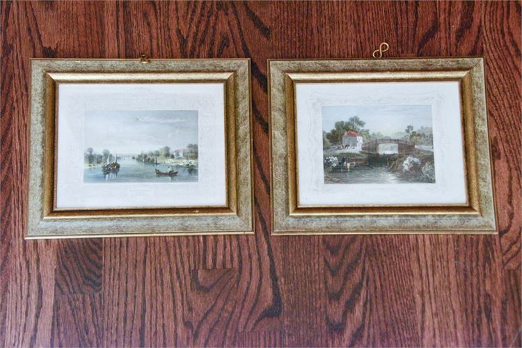 Pair Antique Hand Colored Engravings