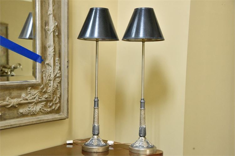 Pair Stick Lamps With Shades