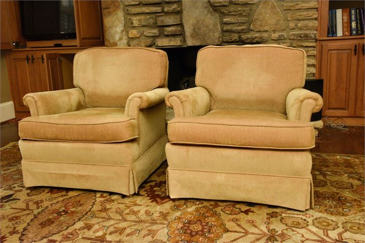 Pair Upholstered Club Chairs