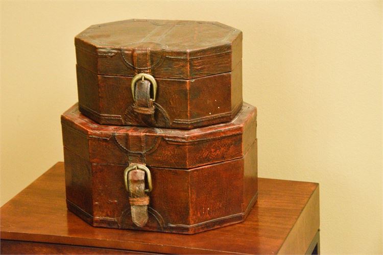 Pair Decorative Leather Boxes