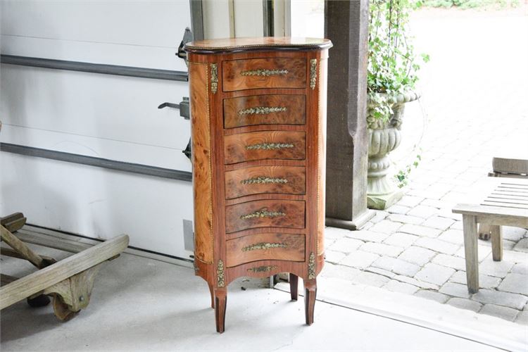 Kidney Shaped Chest Of Drawers With Brass Accents