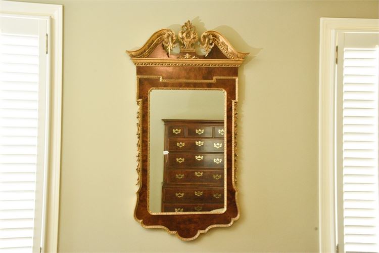 Classical Style Wall Mirror With Gilt Accents