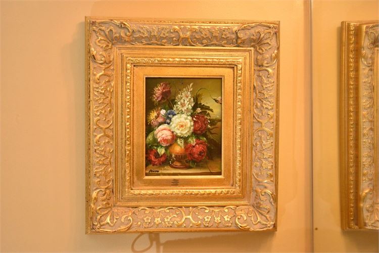 Framed Floral Still Life In Gilt Frame Signed