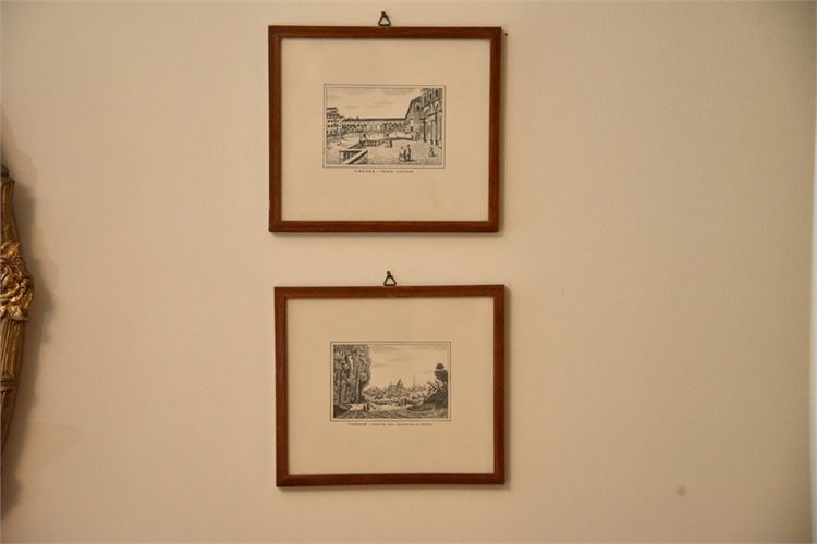 Pair Firenze "Ponte Vecchio" & "Veduta Dal Giardino Di Bobobli" Framed Prints