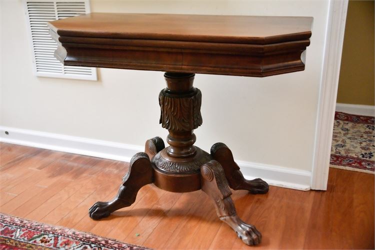 Mahogany Games Table With Carved Base