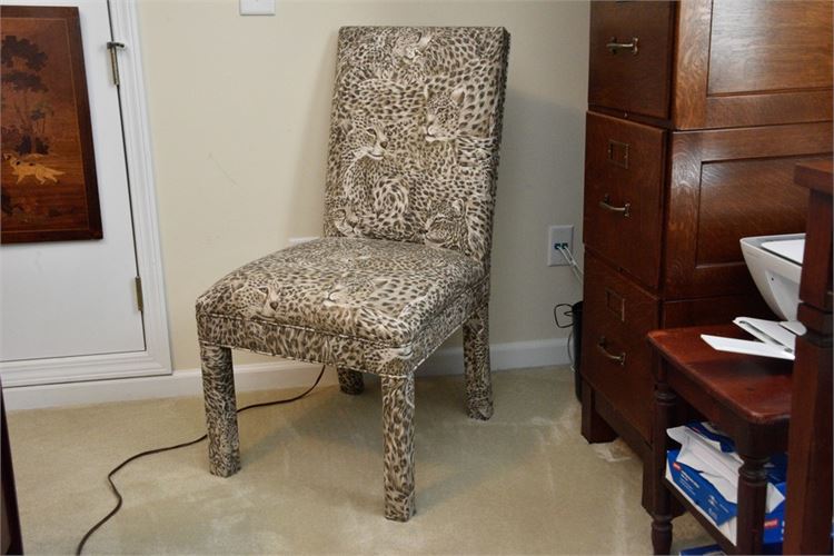 Upholstered Cheetah Pattern Accent Chair