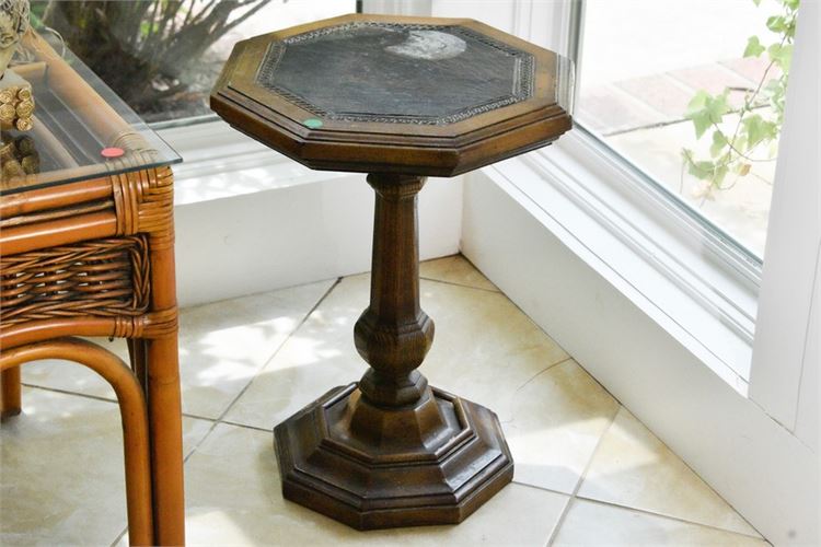 Octagonal Leather Top Occasional Table