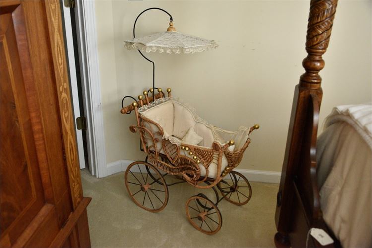 Wood and Wicker Stroller