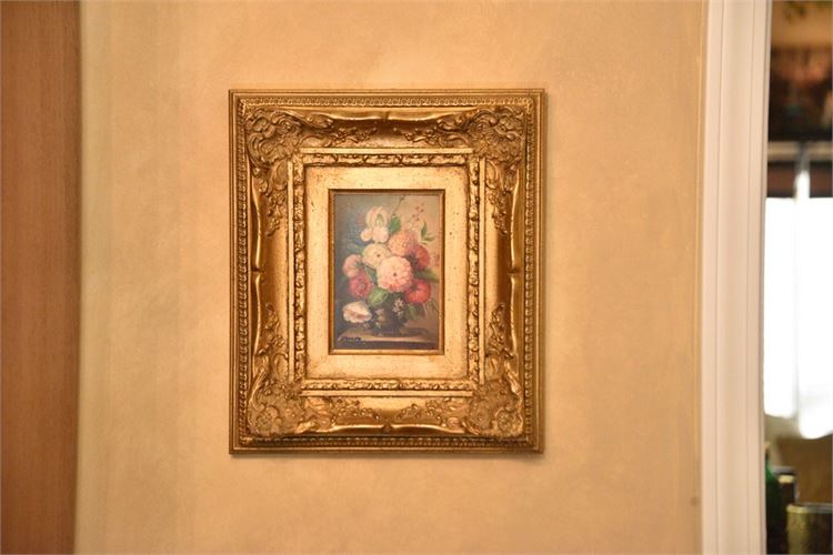 Floral Still Life In Gilt Frame Signed