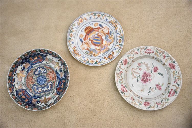 Two (2) Porcelain Plates and Asian Bowl