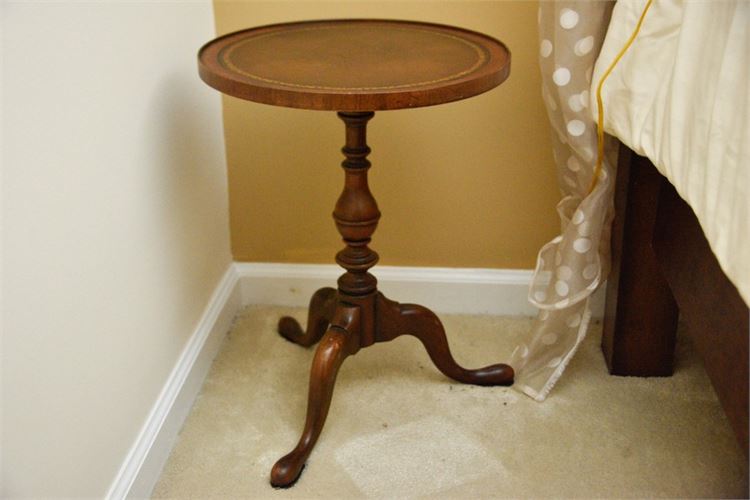 Mahogany Leather Top Occasional Table