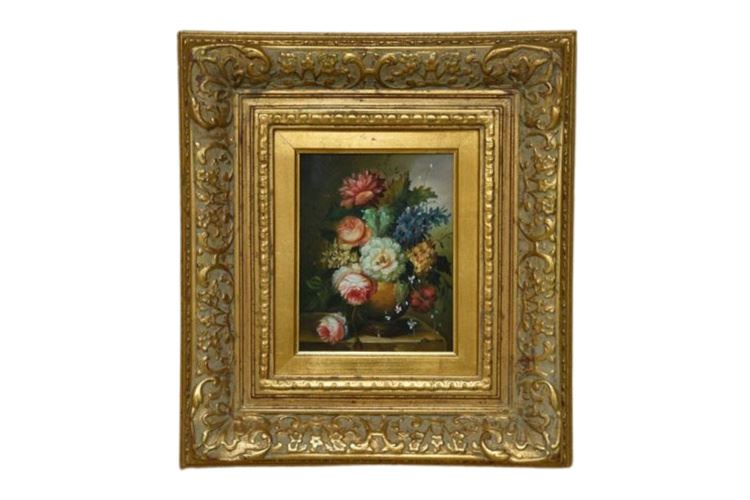 Floral Still Life In Gilt Frame Signed