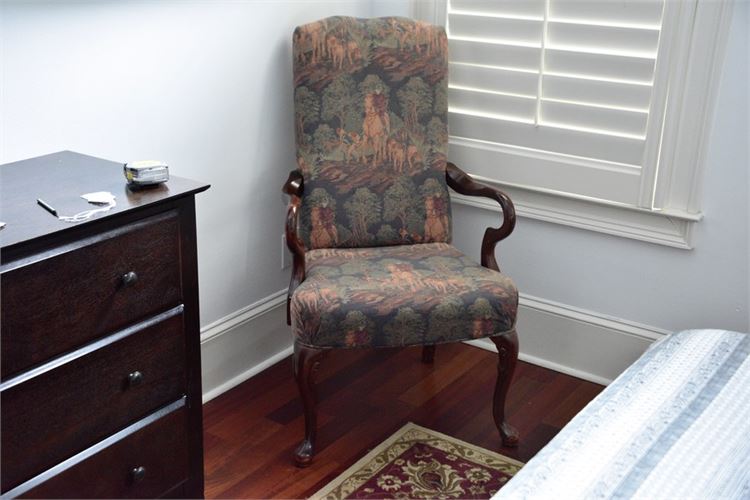 Wood Frame Upholstered Open Armchair