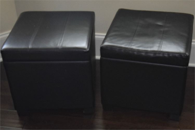 Pair Upholstered Storage Ottoman (Contents Not Included)