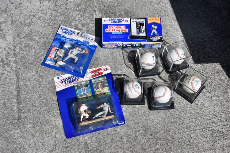 Collection Of Starting Lineup MLB Figures  (NEW IN PACKAGE) and Baseballs