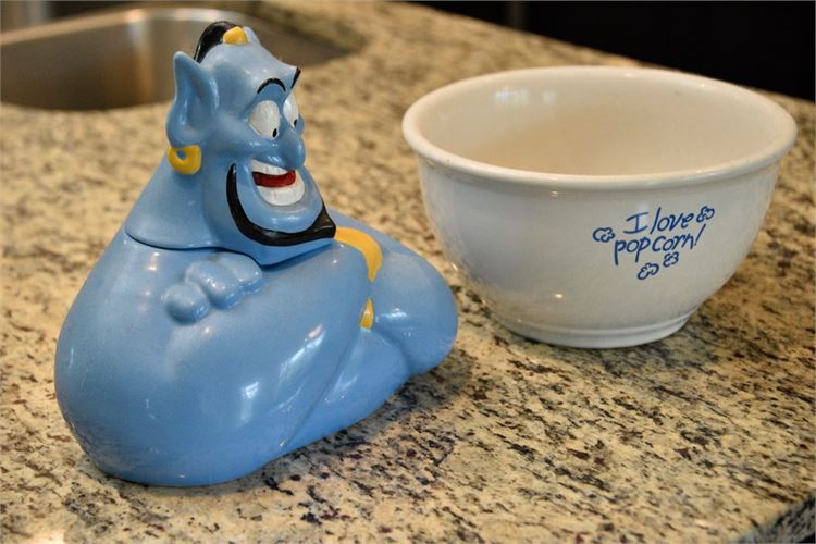 DISNEY Genie Lidded Jar and Popcorn Bowl