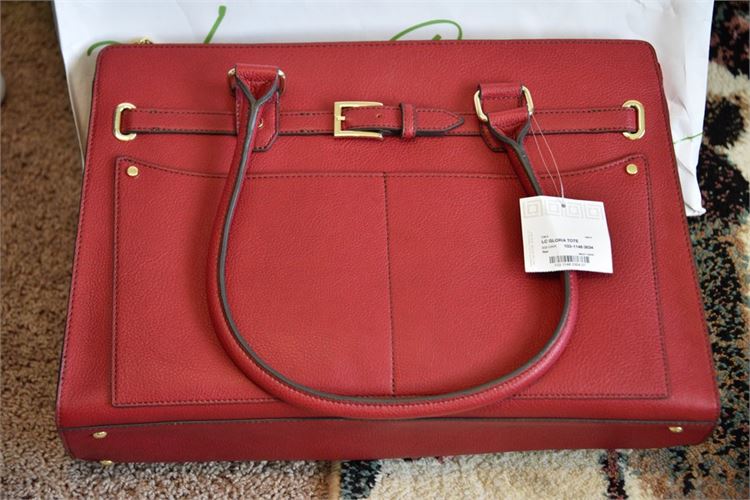 Red Leather Tote Bag