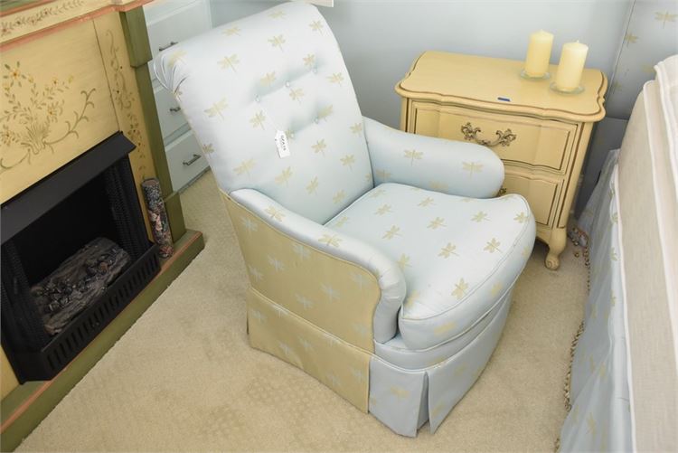 Upholstered Sleigh Back Armchair