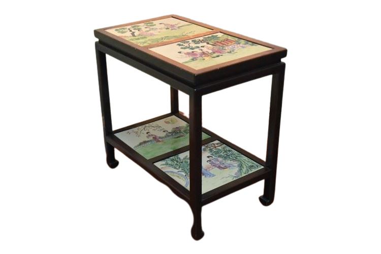 Japanese Table With Inset Painted Porcelain Panels