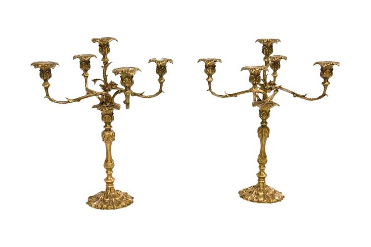 Pair Brass Candelabra