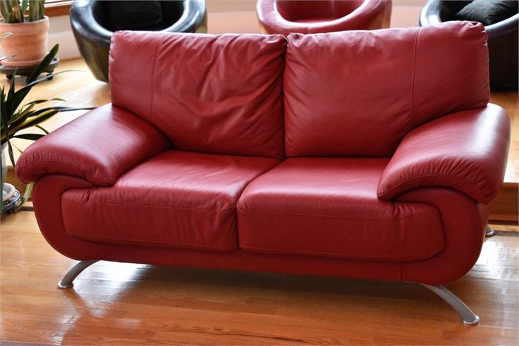 NICOLETTI Red Leather Italian Sofa