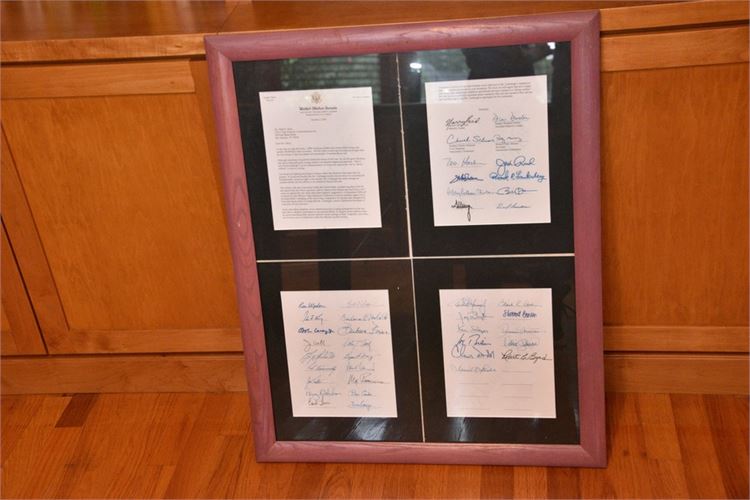 Framed United States Senate Signed Letter