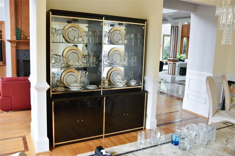 Contemporary Black and Chrome China Cabinet