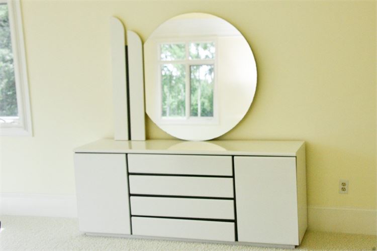White Deco Style Dresser With Mirror