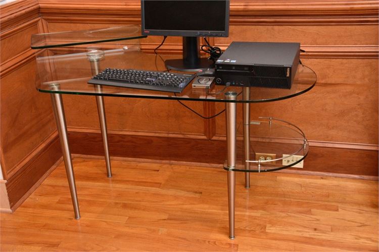 Modern Glass and Metal Office Desk