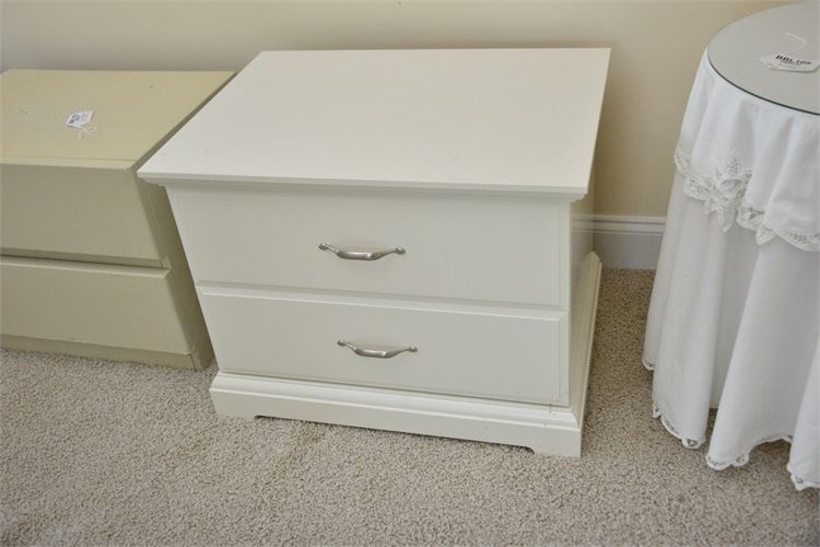 Two Drawer White Nightstand