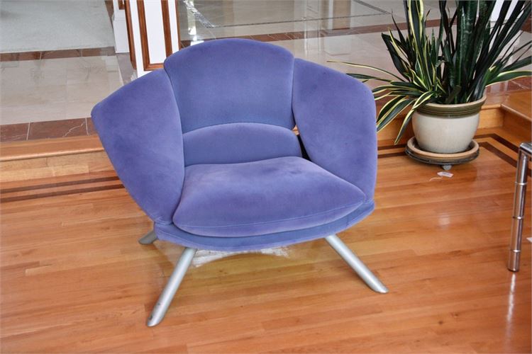 Mid Century Style Purple Upholstered Armchair