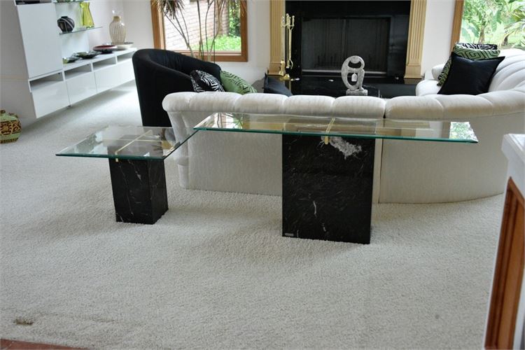 ARTEDI Marble Glass and Brass  Console Table and End Table