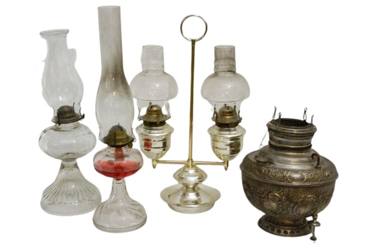 Group Vintage Oil Lamps