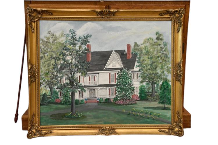 Oil On Canvas "903 Felder St Americus Ga" Signed Lillian Clark