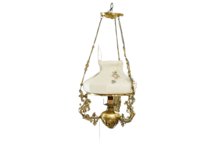 Glass and Brass Hand Painted Chandelier