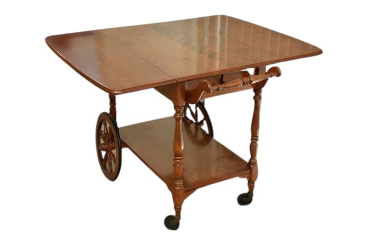 Vintage ETHAN ALLEN Georgian Style Drop Leaf Tea Cart