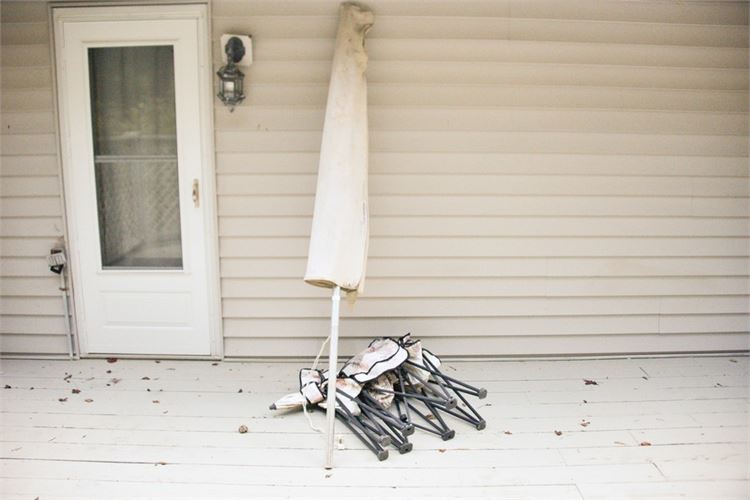 Outdoor Umbrella and Lounge Chair