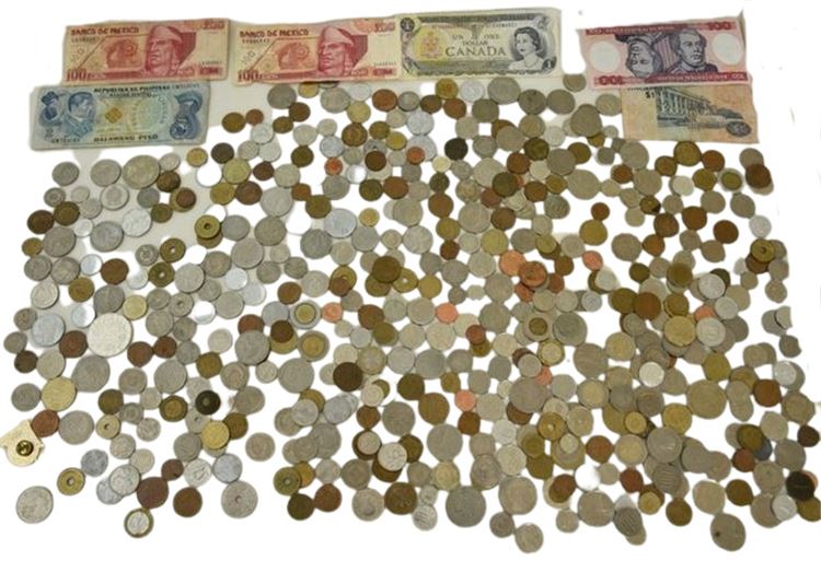 Collection Of Foreign Currency and Coins