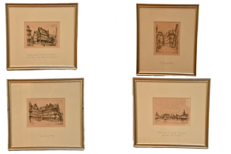 Set Of Four (4) Framed European Architectural Prints