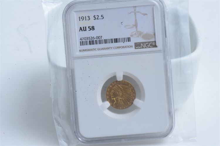 1913 $2.50 Coin-AU 58