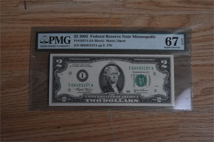 2003 $2 Federal Reserve Note Minneapolis