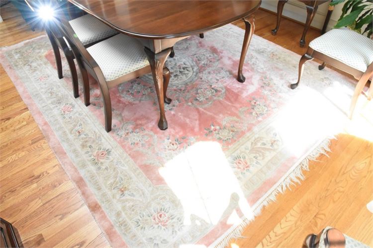 Fine Chinese Handwoven Carpet with Floral Medallion Design