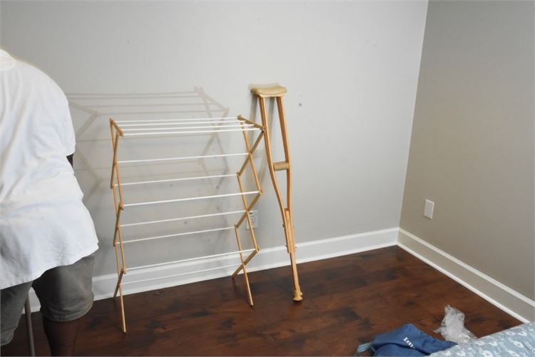 Wood Accordion Drying Rack and Crutches