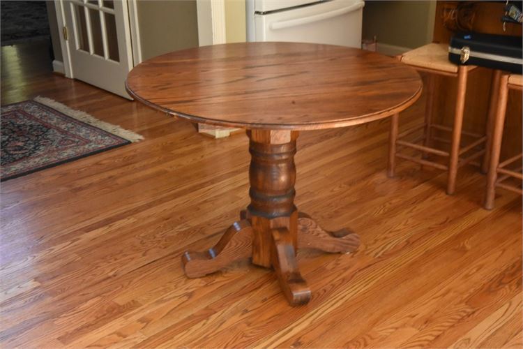 Walnut 48" Round Dining Table w/ Drop Leaf