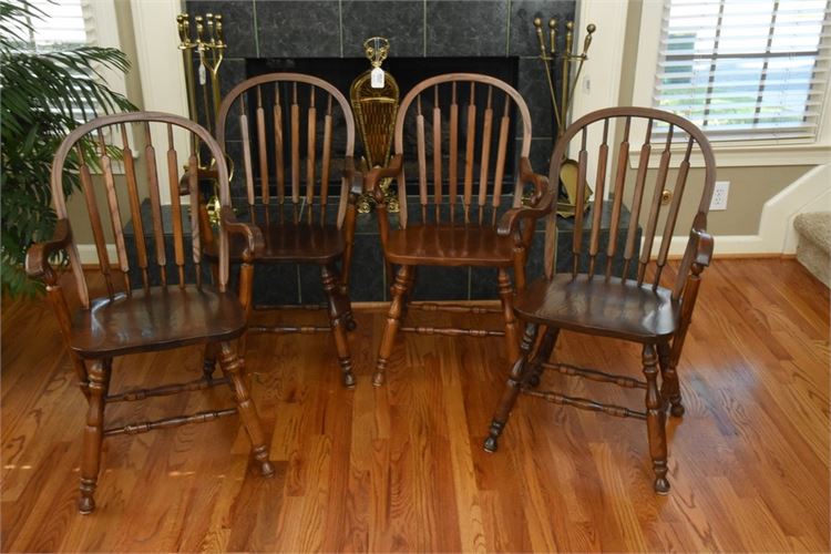 Four (4) Amish Bent Paddle Windsor Dining Chairs
