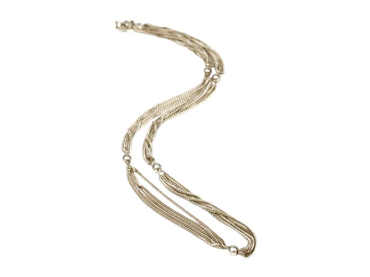 Italian 925 Multi-Strand Chain Bead Necklace