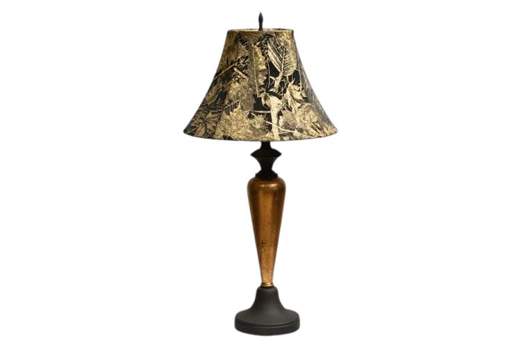 Painted Table Lamp With Patterned Shade