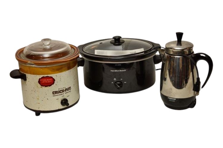 Two (2) Crock Pots and Electric Kettle