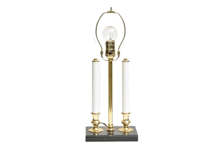 Vintage Brass BOUILLOTTE Double Candlestick Lamp